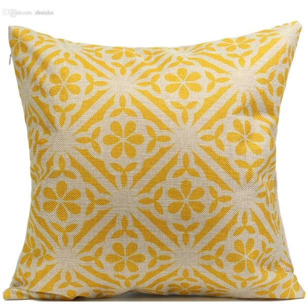 

wholesale-1 pcs 45x45cm retro yellow flower pillow case cover four pattern cotton home linen back t jllknb soif