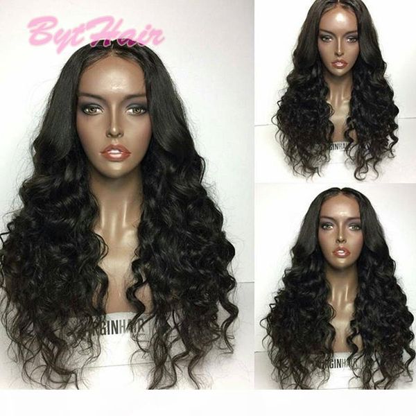 

bythair бесплатная доставка natural курчавый полный парики шнурка фронта шнурка с ребенком волос 100% бразильский необработанные virgin пари, Black;brown