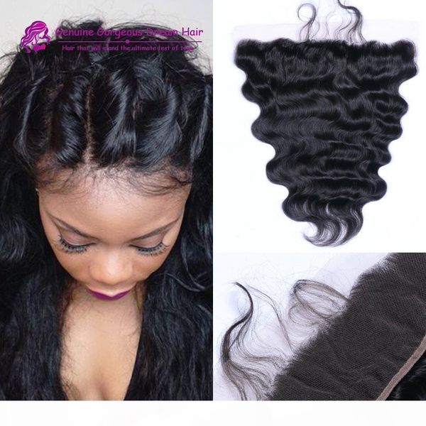 

13*4 inch lace frontal closure brazilian body wave virgin human hair tangle & shedding ear to ear frontal, Black;brown