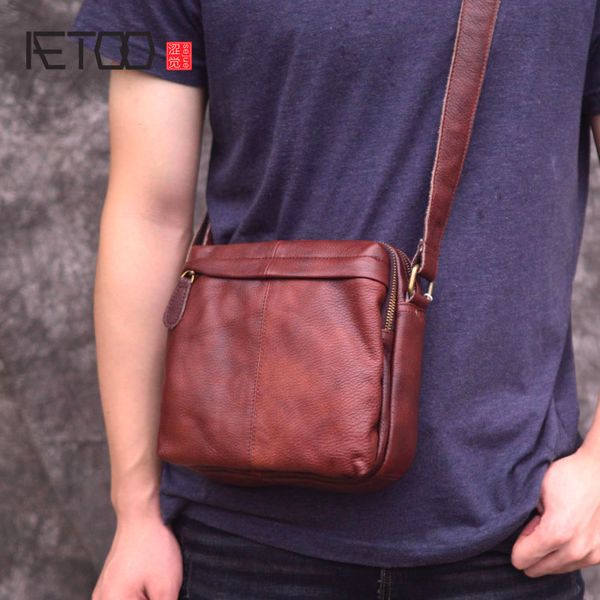 

hbp aetoo vintage small bag, men's casual stiletto bag, head leather shoulder bag