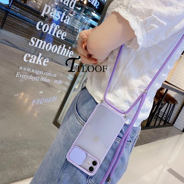 

camera lens protection strap cord chain phone case on for iphone 12 11 pro max 8 7 6 plus qyluwc