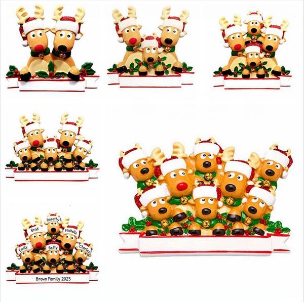 

2020 christmas hanging ornaments elk family pvc diy name quarantine tree decor personalized quarantine pendant new year gift dda603