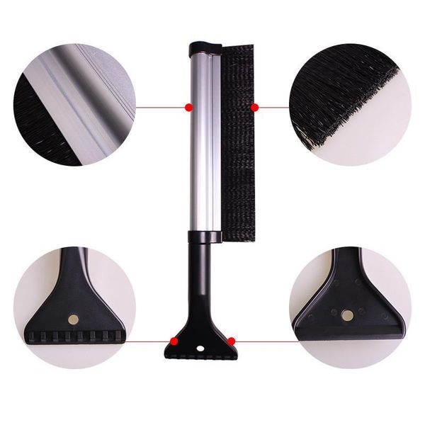 

car vehicle snow ice scraper snobroom snowbrush shovel removal brush winter snow shovel aluminum alloy telescopic brush 65cm h jllaxt