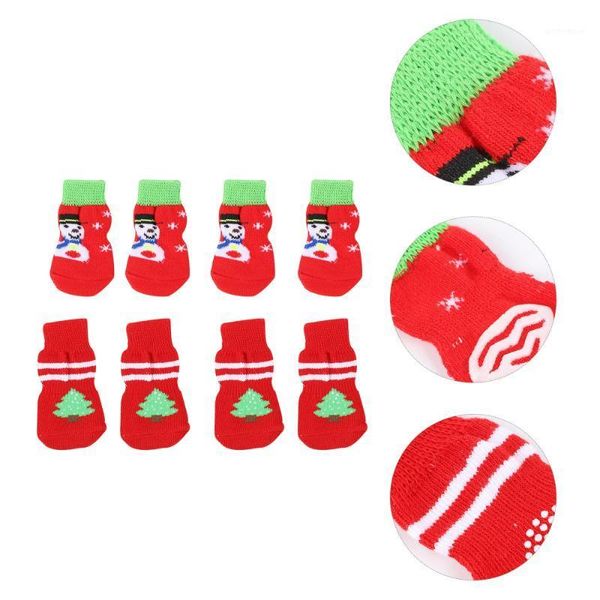

dog apparel 8pcs christmas pet socks anti-skid footwear warm protectors1