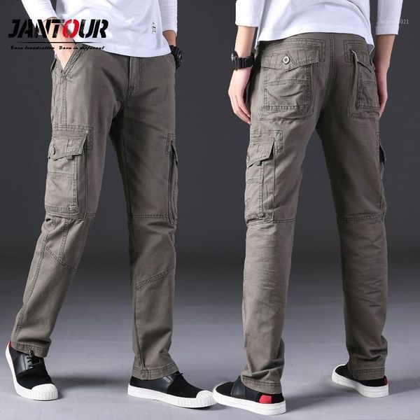 

men's pants 2021 autumn winter 100% cotton men cargo fashion letter embroidery 4 colour trousers male multi pockets pants1, Black