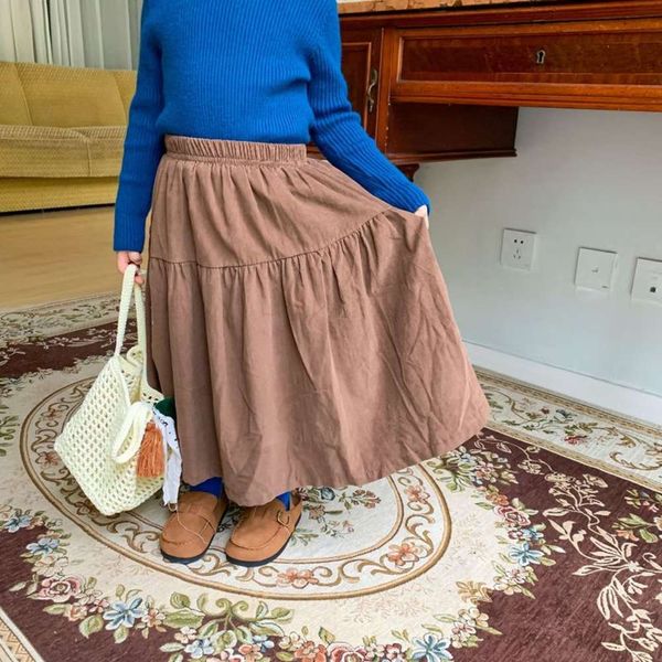 

girls' autumn winter 2020 new and veet fashion baby pure color skirt children's drs, Blue