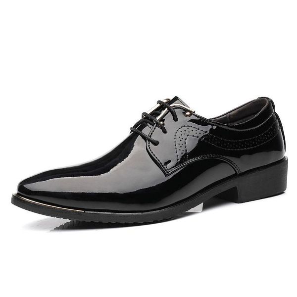 

2020 new men wedding dress business leather slip on shoes black brown men formal shoes pointed toe patent leather oxford 38-44
