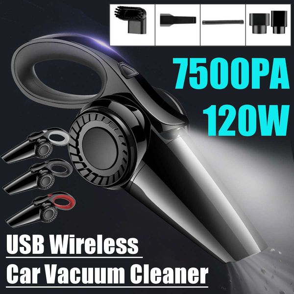 

7500pa powerful wireless car vacuum cleaner portable handheld 120w usb cordless wet&dry use rechargeable home car vacuum cleaner
