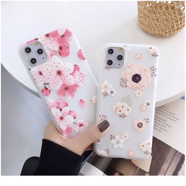 

fashion 3d relief flower phone case for iphone 11 11pro max x xr xs max 7 8 plus se2 sile wmtlmk
