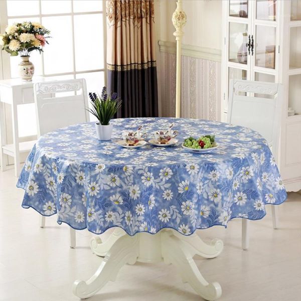 

150cm table cloth round home dust-proof decoration countryside style kitchen dining water resistant floral oil-proof reusable1