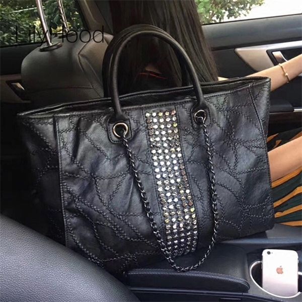 

big capacity pu leather handbag female casual rivet handle bag women fashion oversize diaper shopping bag c0121