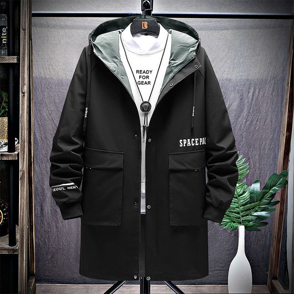 

spring new large super long korean youth leisure jacket men's windbreaker, Tan;black