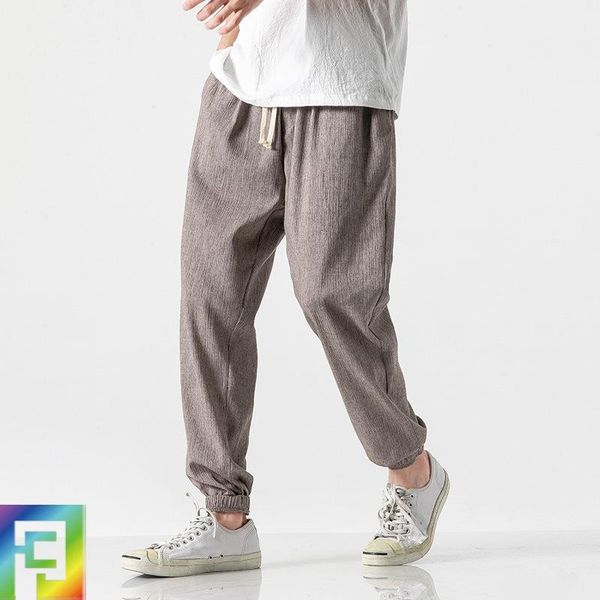 

style leggings men's spring and summer 2020 new japanese large casual cotton pants wide leg radish pants man1, Black