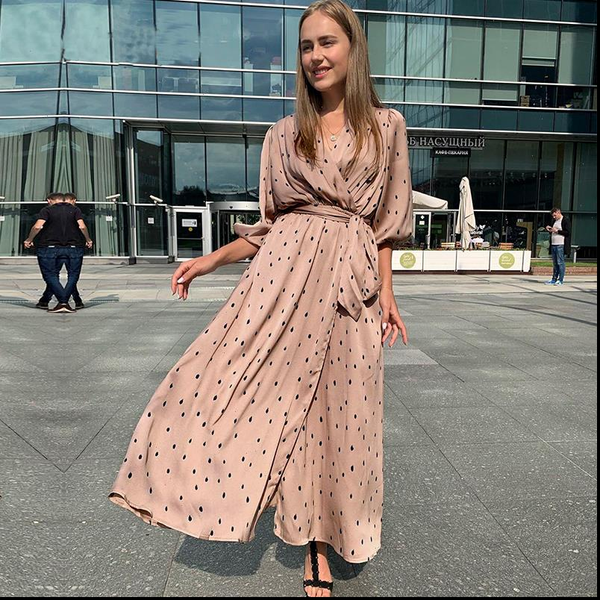 

bandage maxi long bohemian summer dress women female high split v neck beach dress fashion party dress polka dot, Black;gray