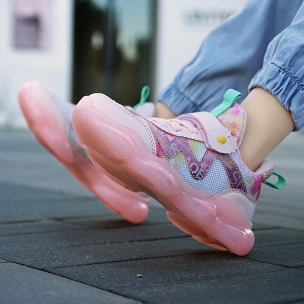 

дети баннер спортивная обувь дети сетка повседневная обувь девушка кроссовки детская обувь для девочки легкие туфли милый розовый плоский ма, Black