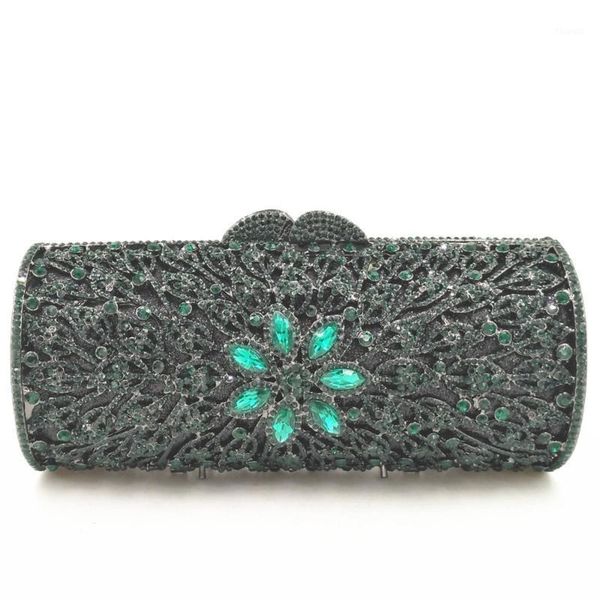 

multi flower crystal clutch evening bag for women party gold metal clutches wedding handbags and purses bridal clutch hand bag1