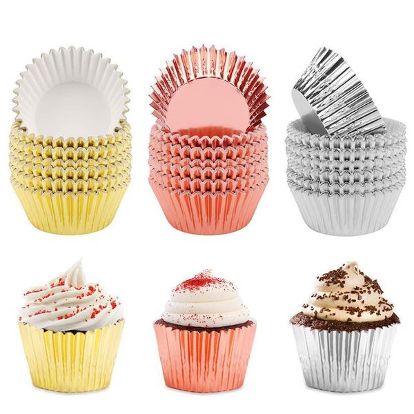 

200pcs бумаги кондитерские изделия обертывания оптовая подстаканником инструменты алюминиевый торт для выпечки сдобы лоток фольга liner сгущ