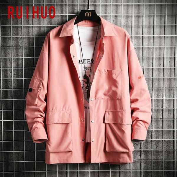 

ruihuo 2020 new spring solid casual jacket men coat brand slim fit bomber jacket male windbreaker clothes men coats m-3xl, Black;brown