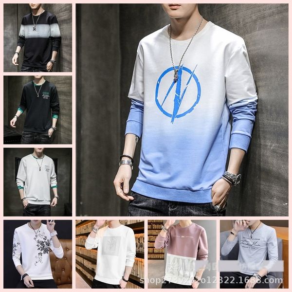 

новая осень 2020 корейский большой износ длинный рукав пальто новая осень 2020 корейский большой мужской одежды с длинным рукавом футболки п, Blue