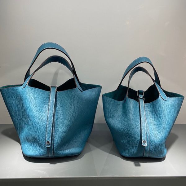 

mini new head leather litchi vegetable basket women's simple bucket steamed bun mother bag
