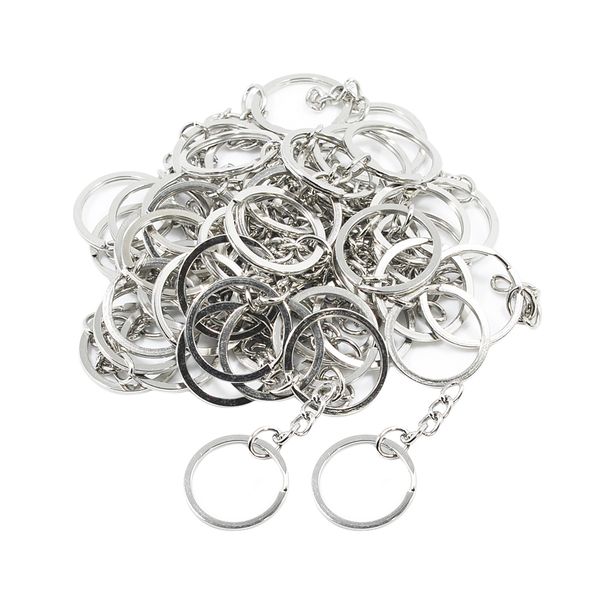 

50 pieces split key rings with chain bulk for diy key chains accessories arts crafts, jewelry making findings, 25mm / 1 inch