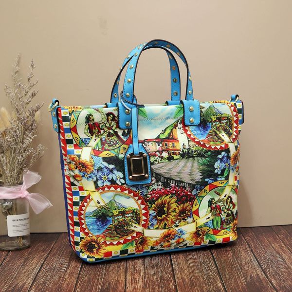 

2020pu women's hand-held cross body printed bag