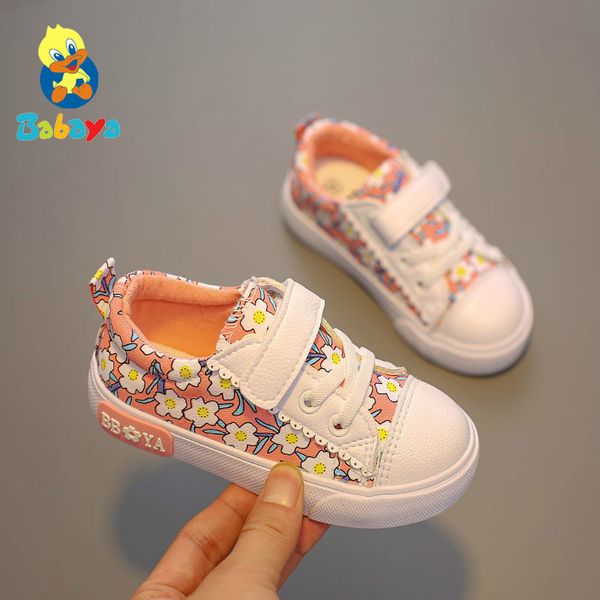 

children sports casual floral white kids for girl 2019 autumn new girls sneakers cute princess shoes, Black;red