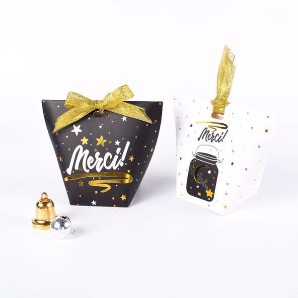 

gift wrap (25 pieces/lot) black white wedding paper candy box stamp french "merci" thank you christmas elk with ribbon b0691