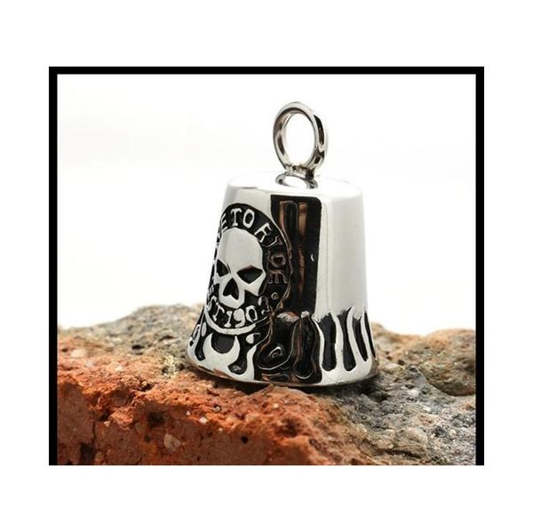 

wholesale- biker fashion tinkle bell pendant stainless steel motorcycles biker new arrival jingle bell pendant m7qn1, Black