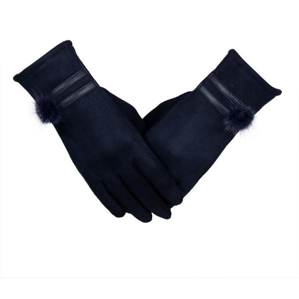 

five fingers gloves women winter warm soft wrist mittens rekawiczki handschoenen guantes touch screen #f15, Blue;gray