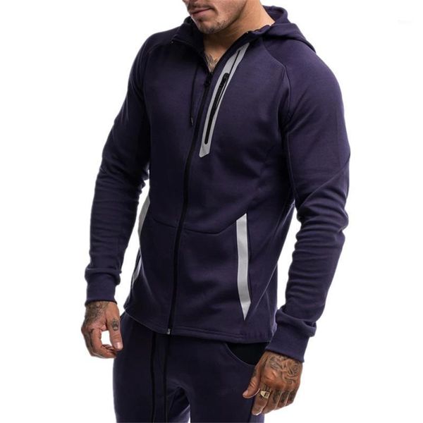

2021 moda masculina de fitness streetwear sweatshirts homem com capuz casual de manga comprida com capuz puro algodão estirament1, Black;brown
