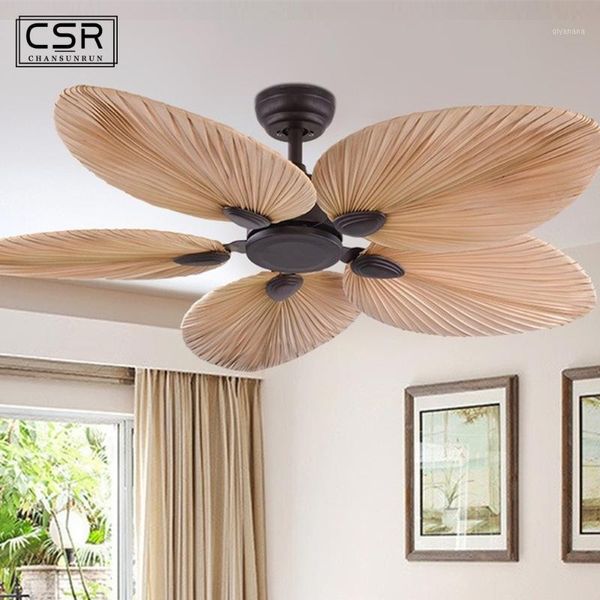

electric fans most seaside el 52inch palm leaf ceiling fan with lights 110v 220v ventilador 75w no noice modern light1