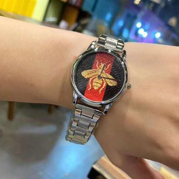 

new little bee series quartz women's watch fashion steel band watch, Slivery;brown