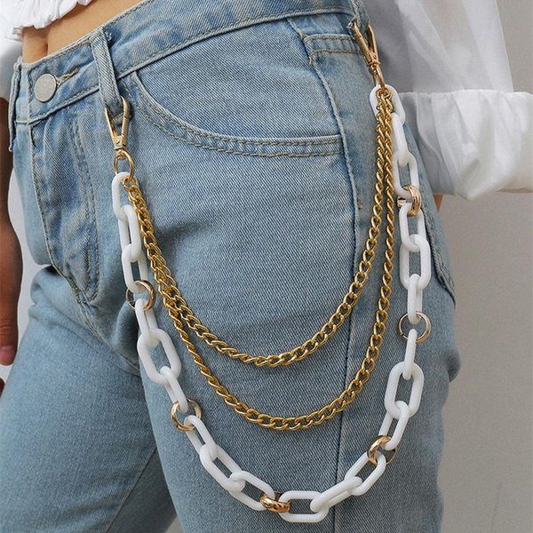 

multi-layer for women men hiphop summer jewelry street chic acrylic key chain rock punk trousers hipster keychains pant jean, Silver