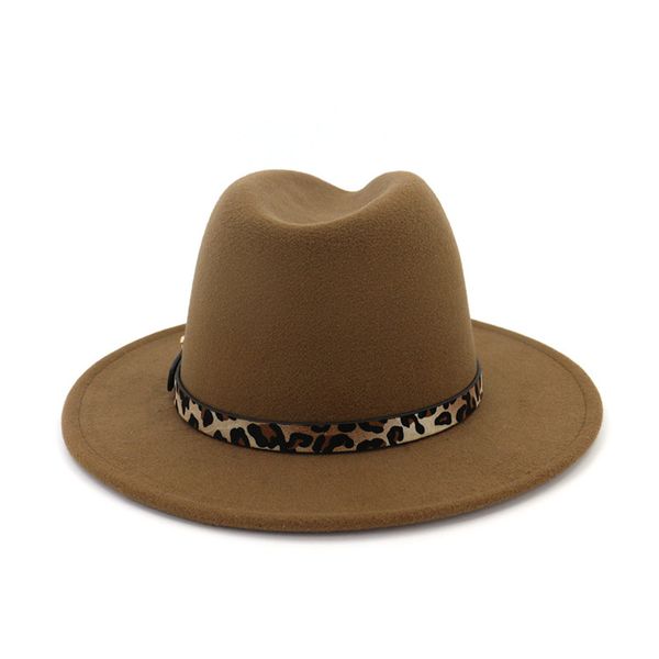 

wide hat fashion chapeau fedora new woman cap leopard women panama cap formal hats caps lady man brim trilby felt jazz accessories kjdc, White;black