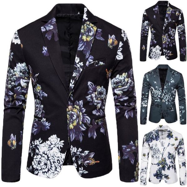 

2019 suit men's stylish casual print blazer business wedding party outwear coat costume homme traje hombre1, White;black