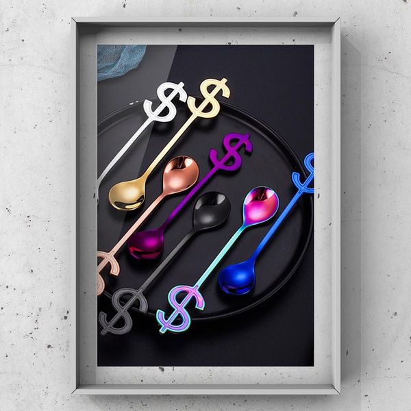 

1 pcs gold dollar mini creative coffee 304 stainless steel spoon gift cake stirring sugar soup dessert spoon