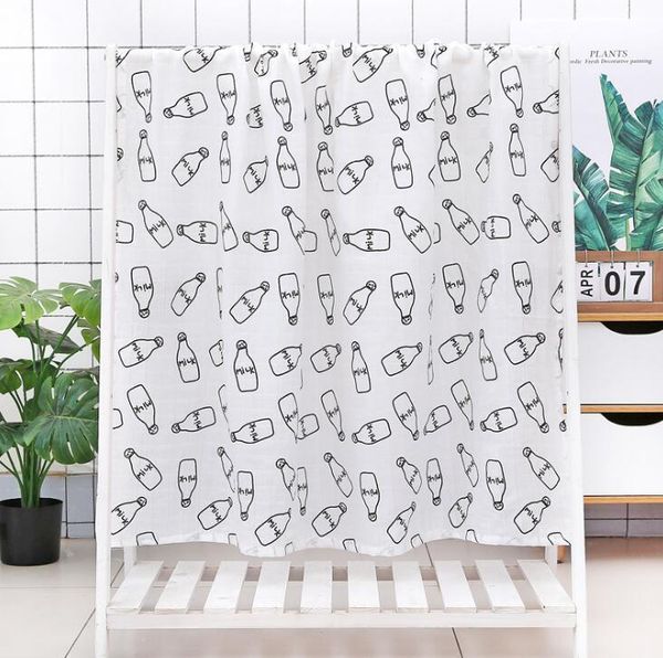 

baby swaddle muslin newborn blanket wrap cotton bath towels air condition towel cartoon printed swaddling stroller cover gwd1888