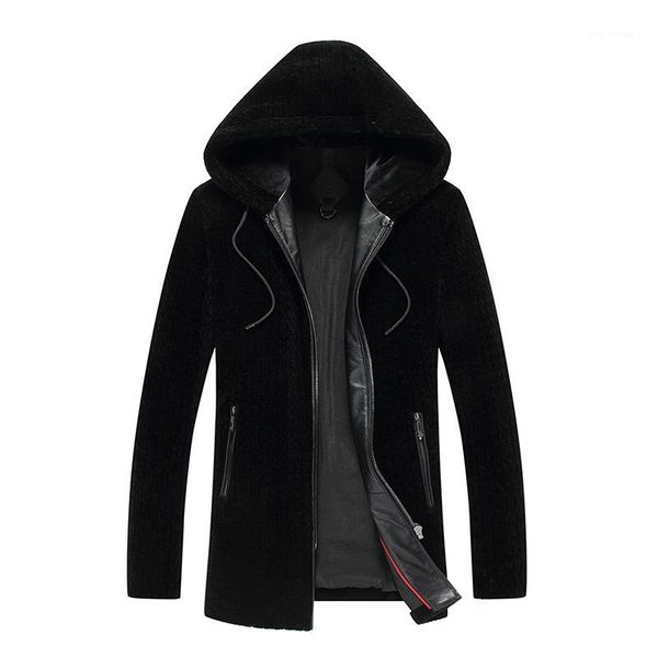 

winter wool coat men fashion wool jacket men hooded mens size l-4xl1, Black