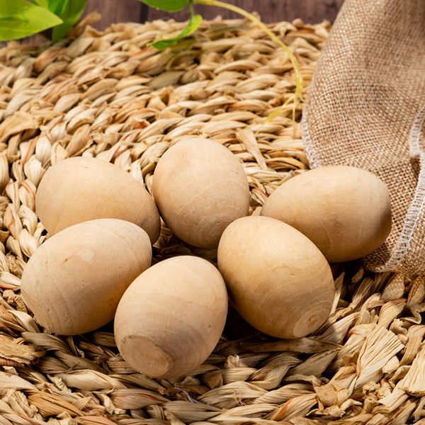 

easter painted wooden egg simulation diy hand painted wooden egg child kindergarten painting tools easter gift 10pcs/lot