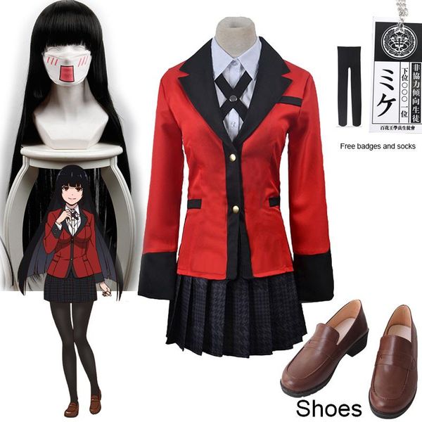 

jabami yumeko cosplay shoes kakegurui compulsive gambler yumeko jabami cosplay costume and wigs halloween woman party costumes, Black