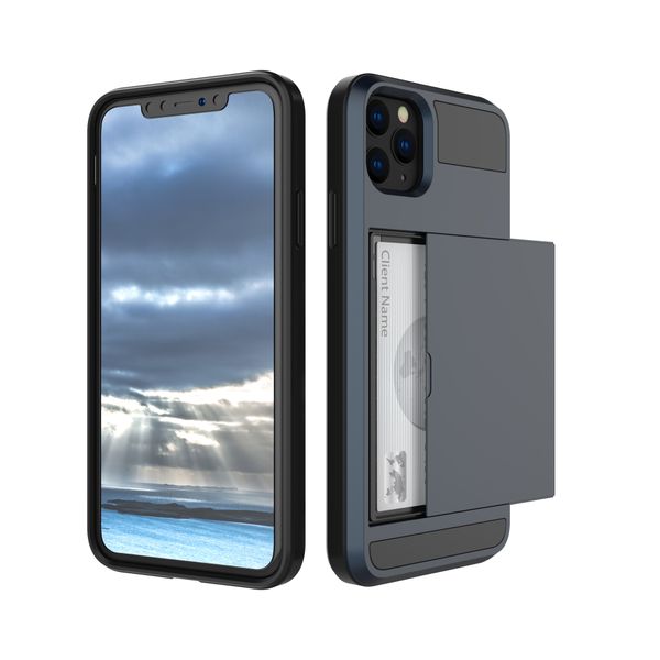 

new wallet case for iphone 12 11 pro xs xr pro max 7 8 plus tpu+pc slide cards armor shell case for iphone