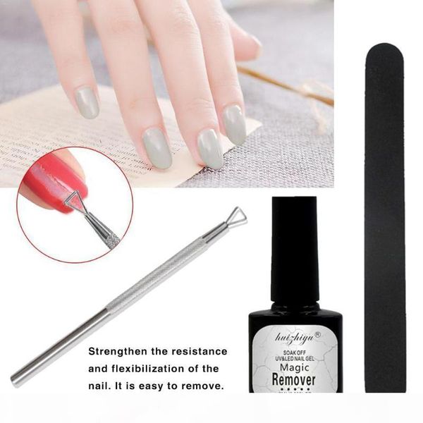 

professional magic nail polish remover set soak off nail gel polish files cuticle pusher art cleaning tools, Red;pink