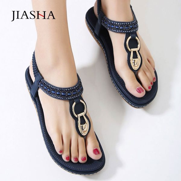 

shoes woman sandals 2020 new string bead flip flop metal decoration wedge beach sandals women shoes sapato feminino summer shoes y200623, Black