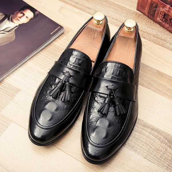 

dress shoes cimim brand men tassel casual office luxury comfortable italy loafers business formal fashion large size leather shoes1, Black