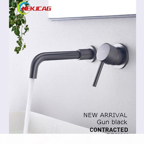 

full copper gun black mixing valve and cold dark wall-mounted single handle single hole basin mixer