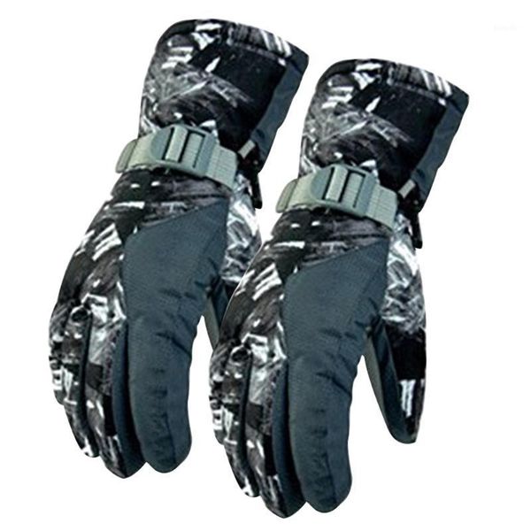

women men outdoor adjustable insulated pu leather anti slip waterproof sports windproof winter ski gloves warm thickened1