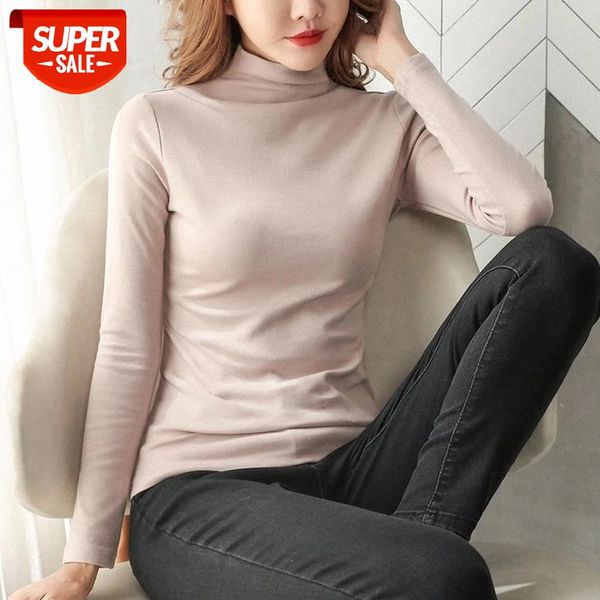 

autumn long sleeve cotton womens turtleneck plus size white blouse women 2021 solid casual oversized shirt women blusa 11216 #ua1s