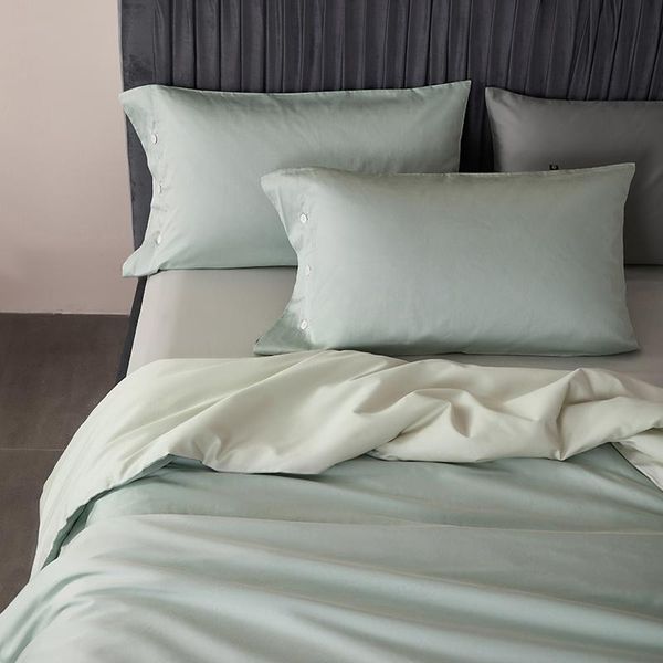 

egyptian cotton 4pcs bedding sets, flat sheet pillowcase&duvet cover sets 220*240cm/200*230cm quilt cover osyter mint green