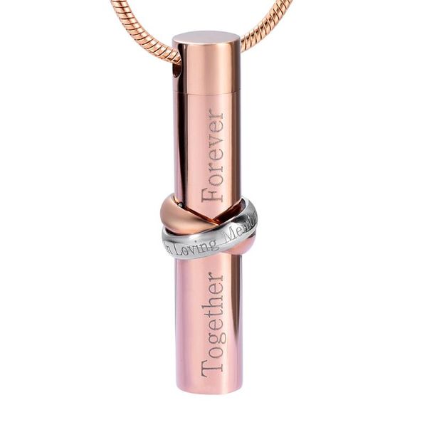 

lkj9944 "in loving memory" tube urn engravable "together forever" ashes urn necklace cremation jewelry keepsake men wome, Silver